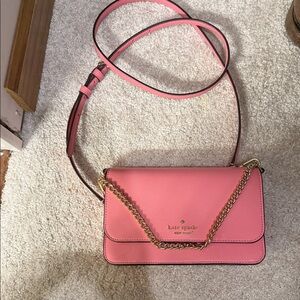 Kate Spade Pink Crossbody Bag with Gold Chain Accent